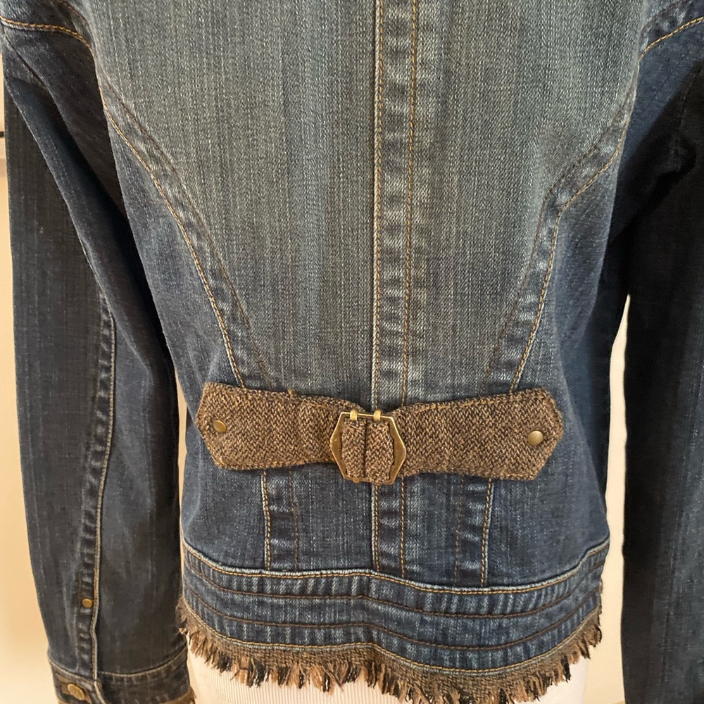 CAbi Jean Jacket with Fringe Trim Size S Style 620 - Picture 8 of 9